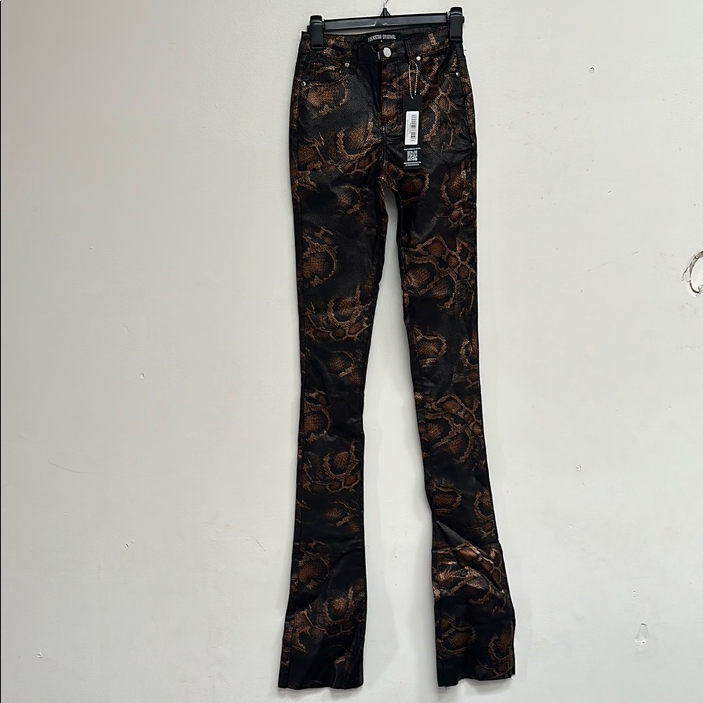 Black and Brown Patterned Flare Jeans